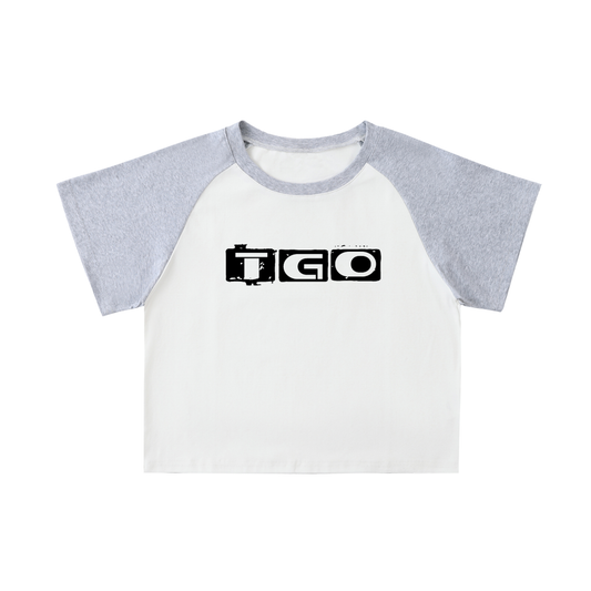 Color-Blocked Raglan Sleeve Crop Top